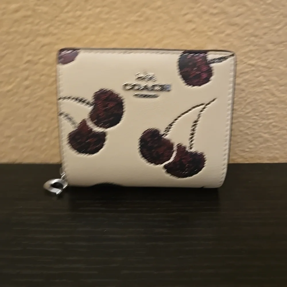 Coach Snap Small Wallet With Cherry Print - Picture 6 of 15